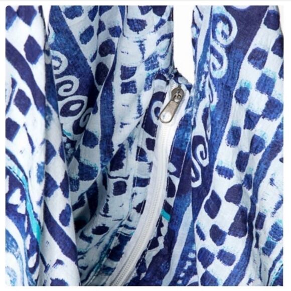 Boho Cotton Tote or Shoulder Bag Blue - Picture 4 of 6